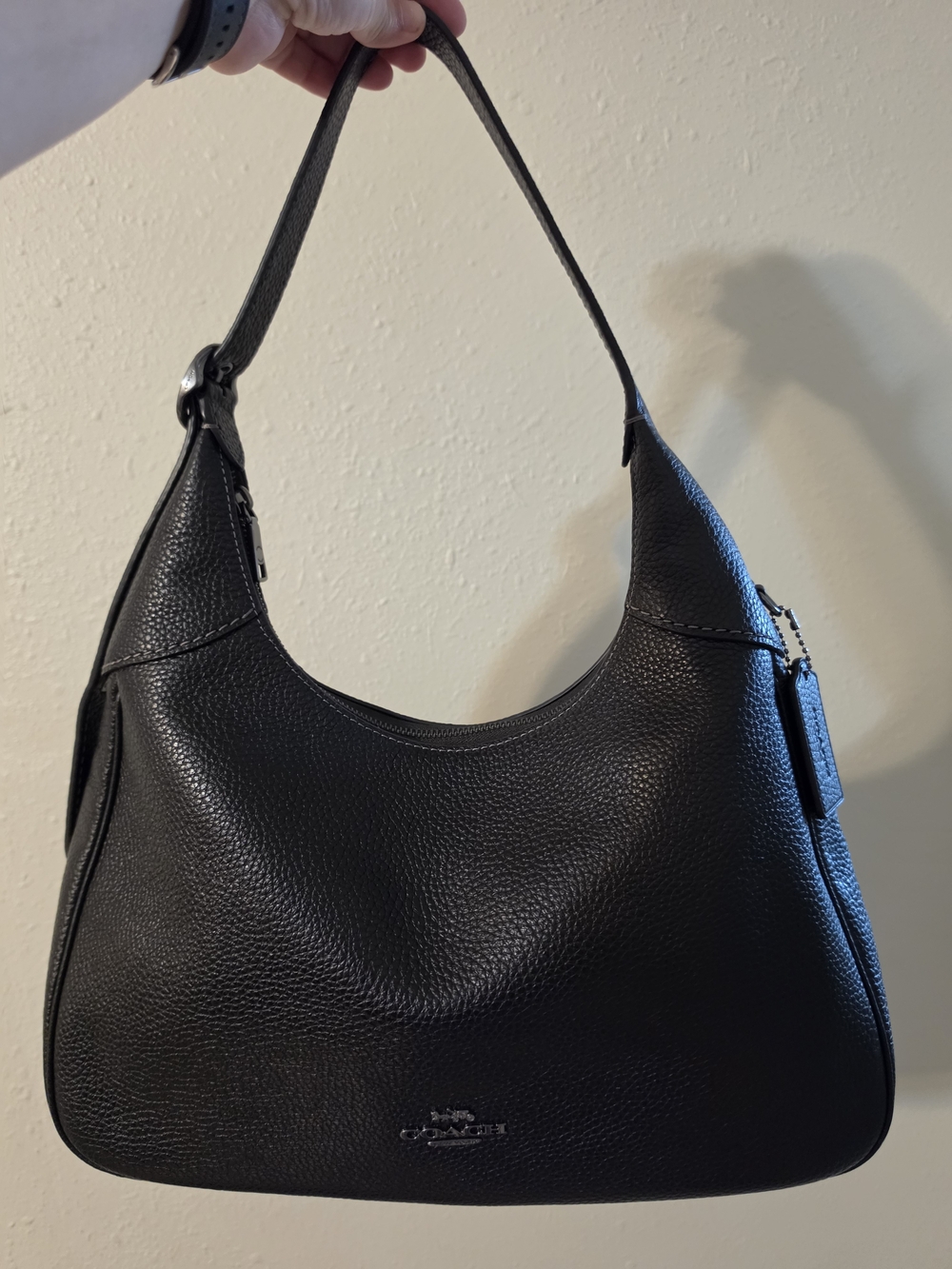 Coach Black Pebbled Leather Hobo Shoulder Bag Ella